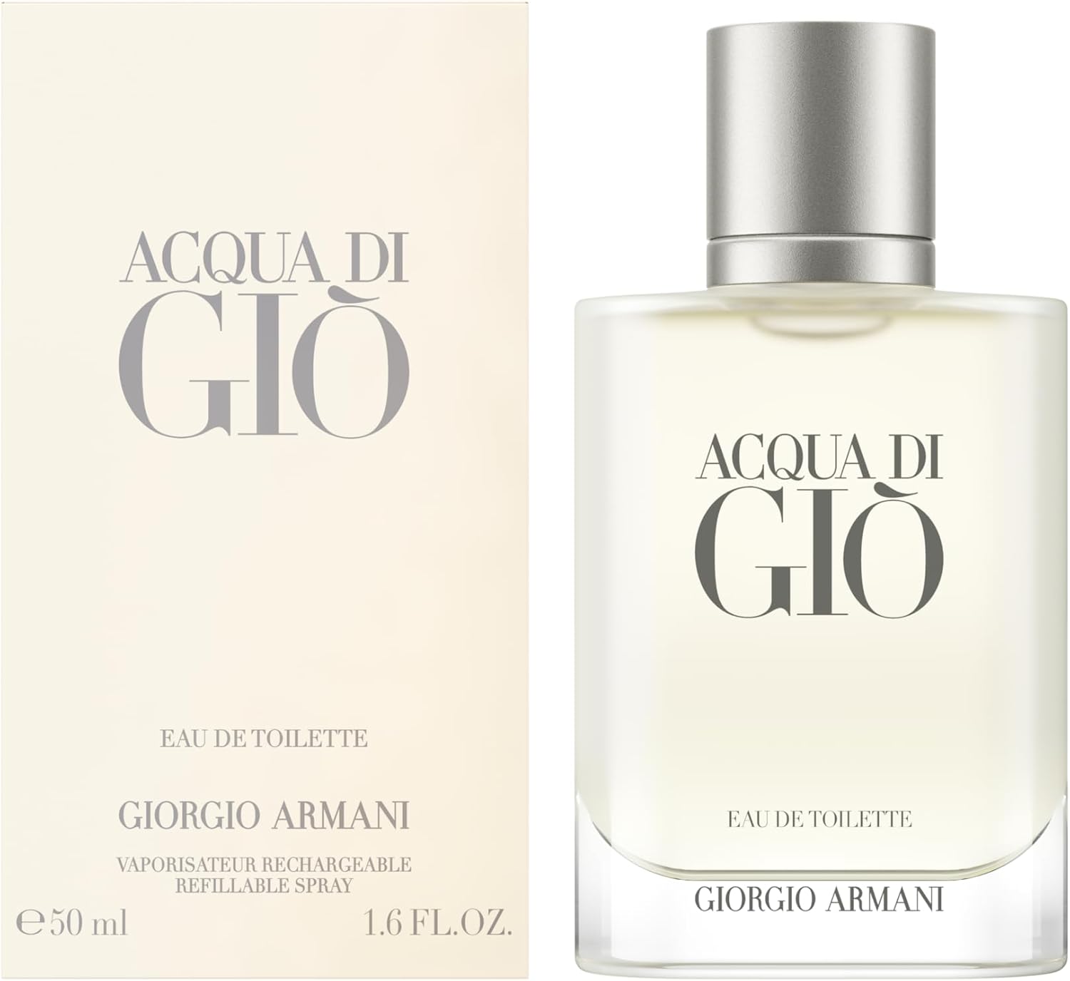 Armani Beauty, Acqua di Giò Eau de Toilette, Giorgio Armani, Perfume Masculino Refilável, Fragrância Cítrica, Aquática e Fresca com Notas de Bergamota, Cedro, Patchouli, Jasmim e Almíscar