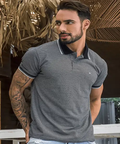 camisa-polo-masculina-xadrez-preto