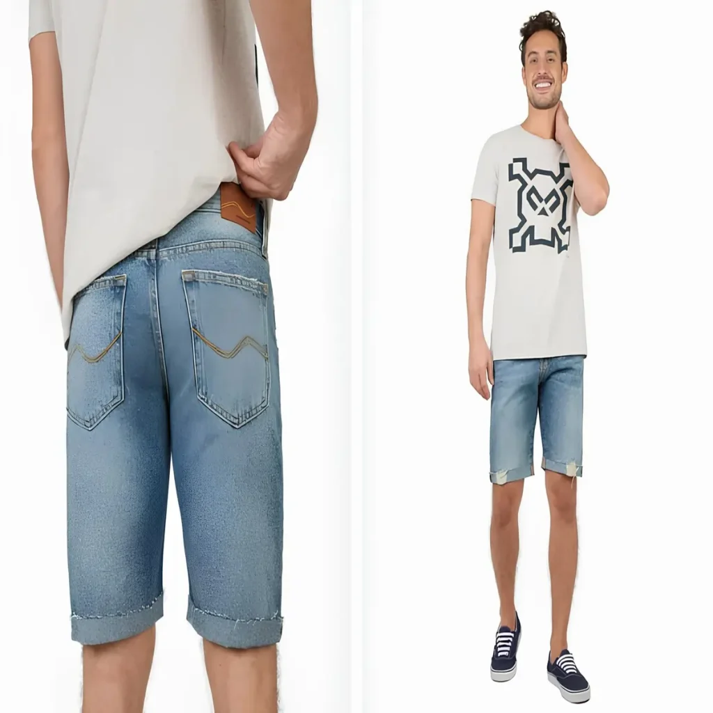 Bermuda Jeans + T-shirt estampada