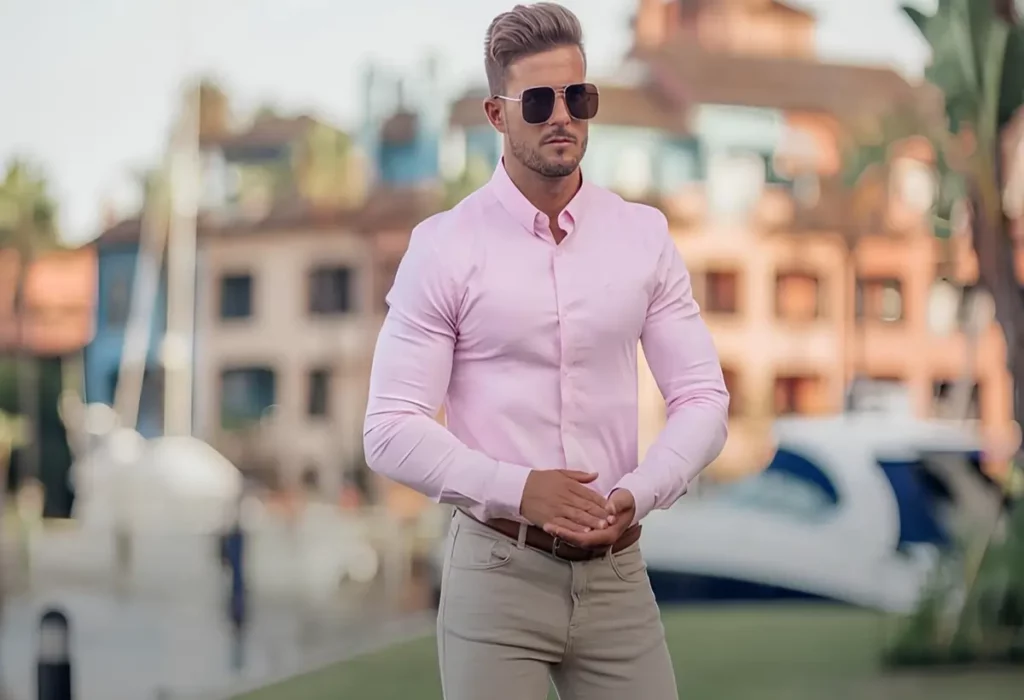 camisa rosa masculina social