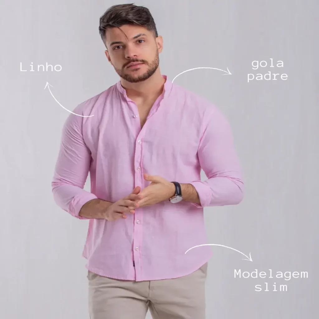 tipos de camisa rosa masculina