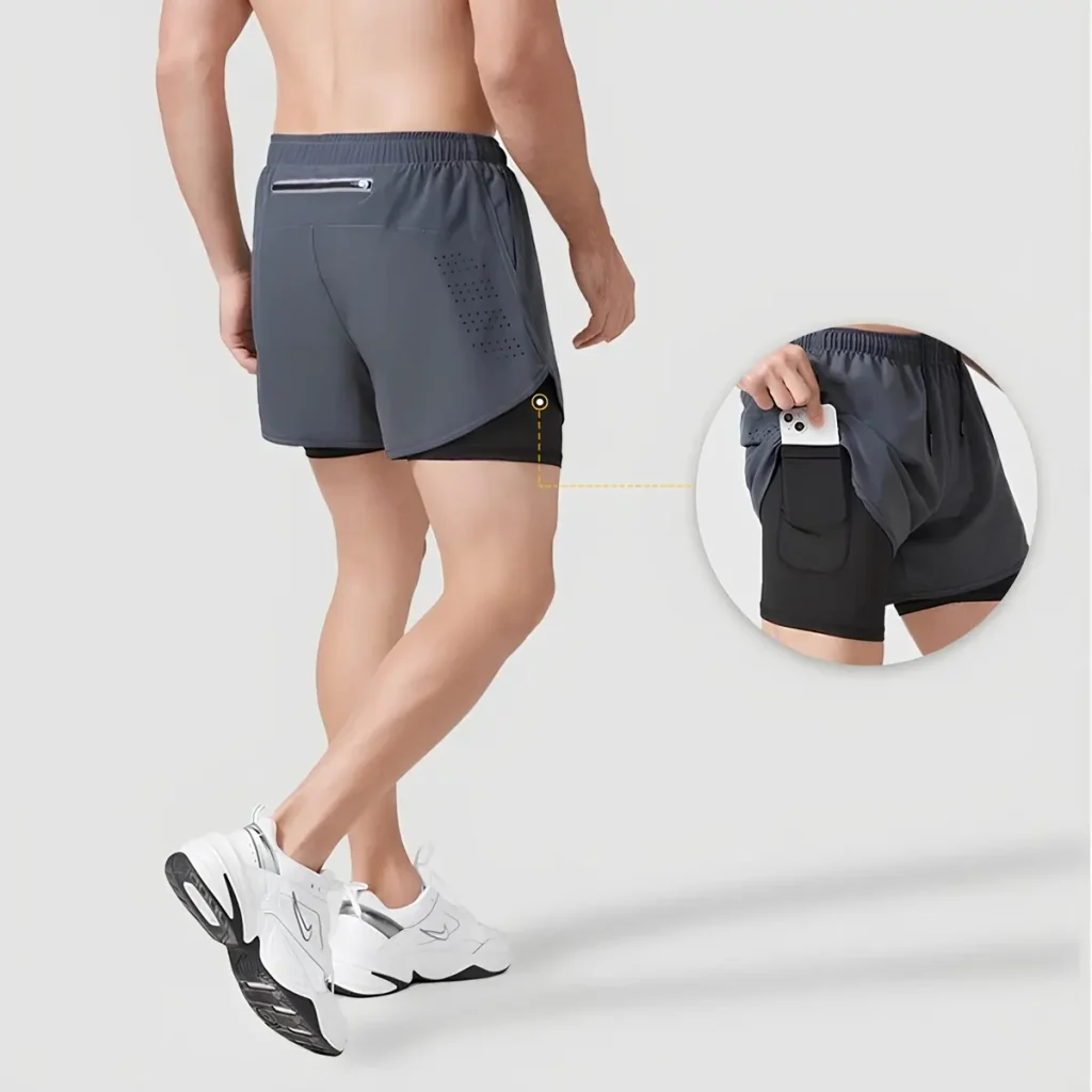 shorts de corrida com bolso